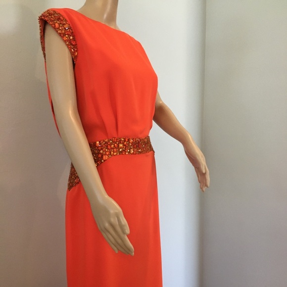 Pamela Rolland Embellished Cowl Back Evening Gown - Picture 2 of 7